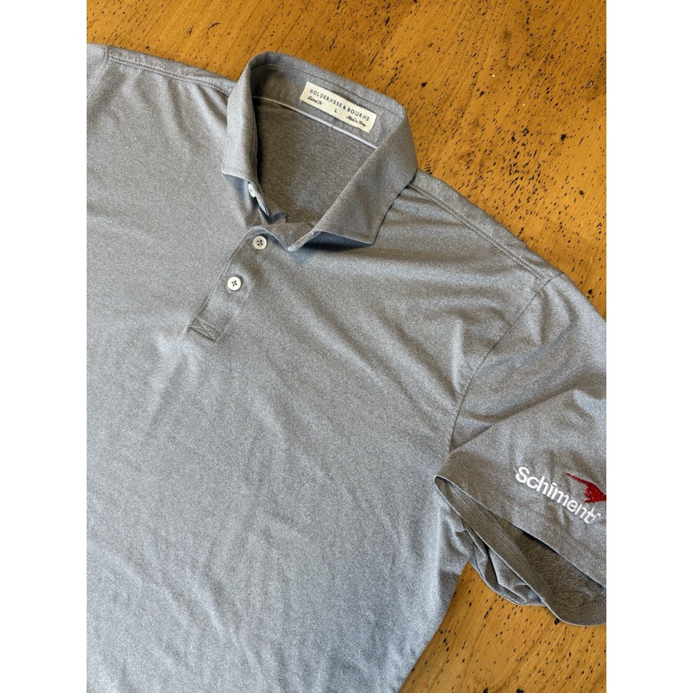 Holderness & Bourne Polo Shirt Men Large Grey Golf Performance The Anderson Logo